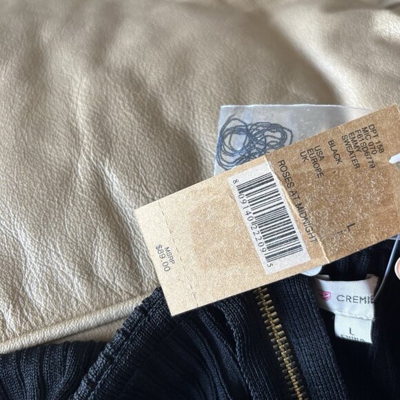 Cremieux Women’s Black Ribbed Sweater Top Sz L Dark Academia Preppy Minimalist - Picture 6 of 12